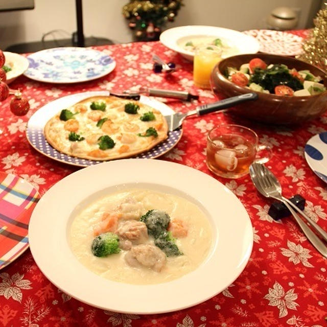 濃いシチューで晩御飯。