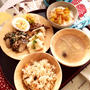 息子ごはん　炊き込みごはんと豚肉炒め 安納芋ヨーグルト