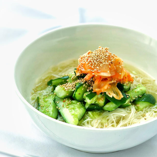 夏休み素麺シリーズ②＊やみつきたたききゅうりの冷麺風そうめん＊
