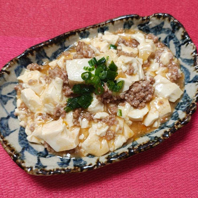 今夜はレンジで麻婆豆腐。