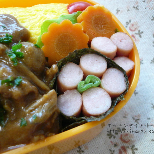 デミグラスソースのオムライス弁当♪