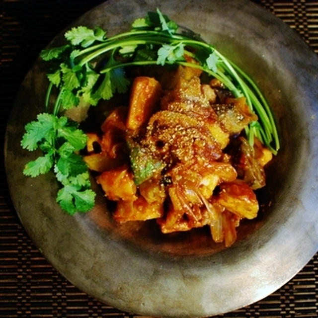 ごろごろ野菜の甘辛炒め