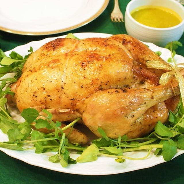 実家伝統の味。クリスマスのレバースタッフ入り丸鶏ローストチキン(詳細レシピ付)。
