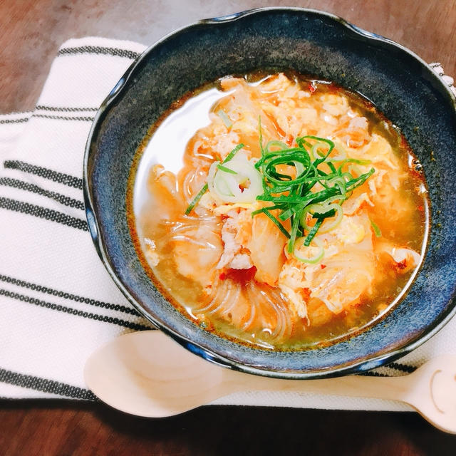 白菜トロトロ〜春雨キムチスープ〜‪(*ˊᵕˋ* )✩.*˚