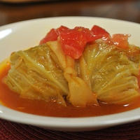 野菜ジュースでロールキャベツ