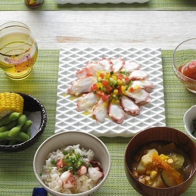 半夏生に・・・タコを使った一汁三菜ごはん