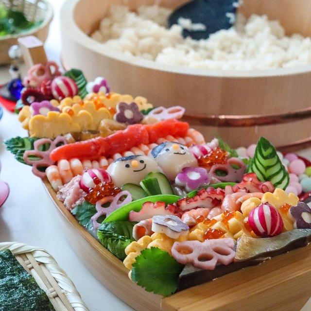 使い道がなかった舟盛りが大活躍！ひな祭り手巻き寿司パーティー　
