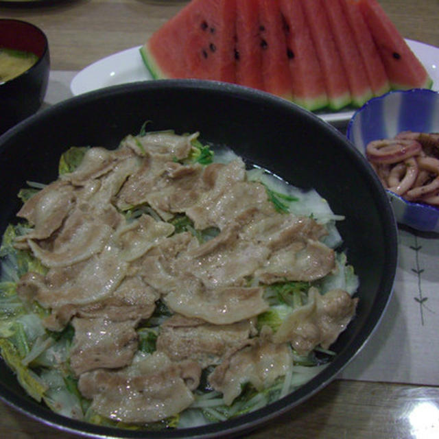 ﾌﾗｲﾊﾟﾝで豚ﾊﾞﾗ野菜蒸し