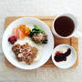 8月4日の朝ごはん。調理時間9分。納豆ごはんプレート