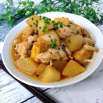 ご飯が進む♪大根と鶏肉のコチュジャン煮