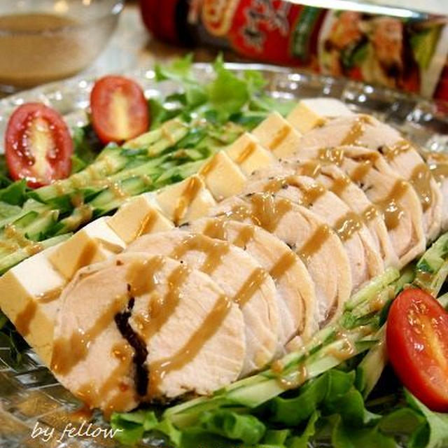 ◆オイマヨで豆腐と鶏ハムのサラダ♪～緩やか糖質制限中