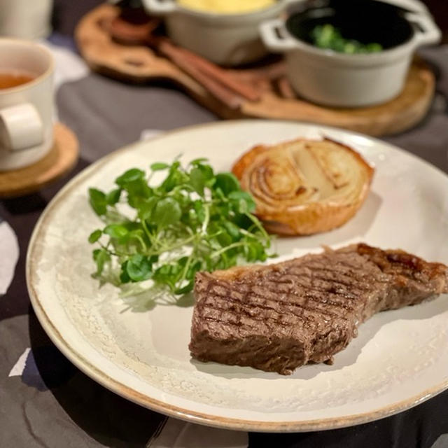 わか坊のお誕生日に、野生味あふれるステーキの夜ごはん