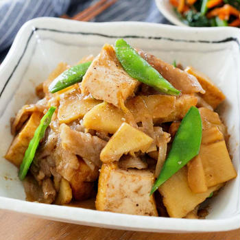 豚バラ厚揚げと筍の旨だれ炒め【10分簡単☆ご飯が進む】