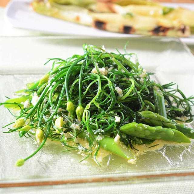 おかひじきと夏の野菜のグリーンサラダ♪