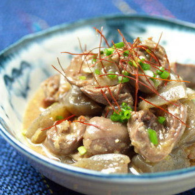 鶏ハツとこんにゃくの味噌煮