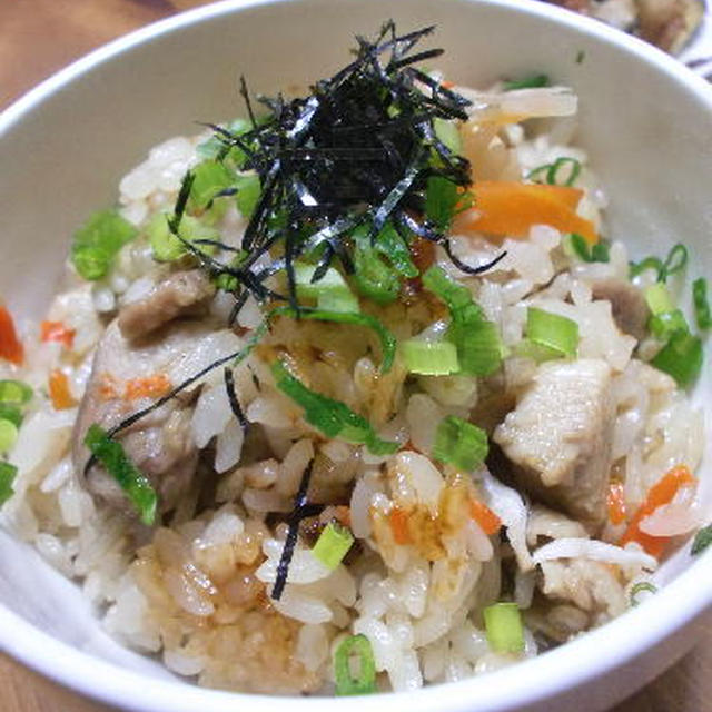 鶏ごぼうごはん＊茄子とちくわのマヨ豆板醤炒め