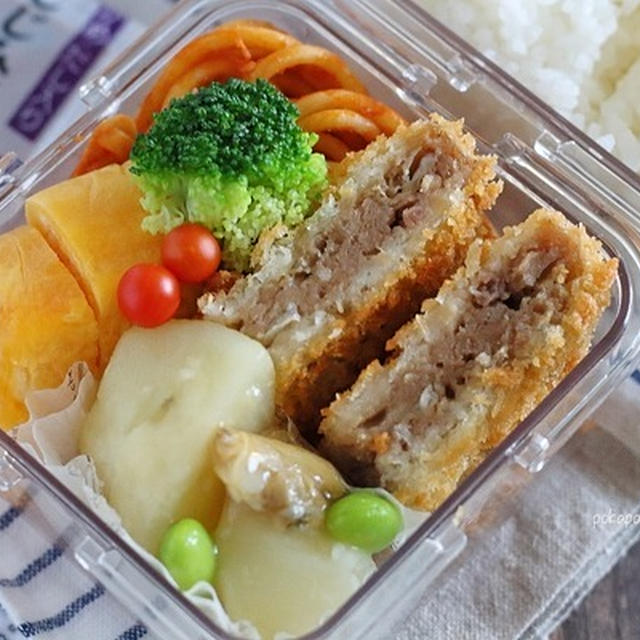 メンチカツとスパゲッティの作り置き弁当