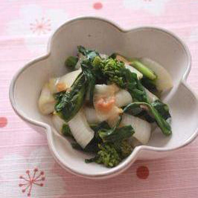菜の花と玉ねぎの梅味噌炒め