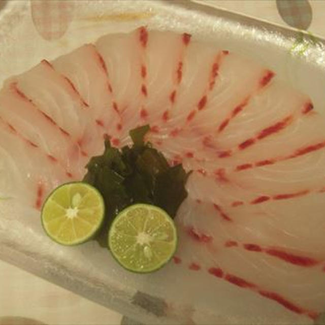 コロダイのお刺身と純米吟醸 ひやおろし「梵」