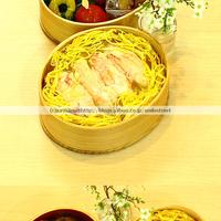 毛蟹のジュレちらし弁当/ジュレはアガーで弁当箱で型取って抜く