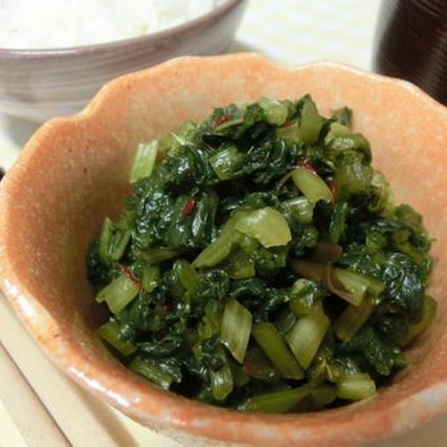 高菜漬けの味になる 大根菜の漬け物 By 花ぴーさん レシピブログ 料理ブログのレシピ満載