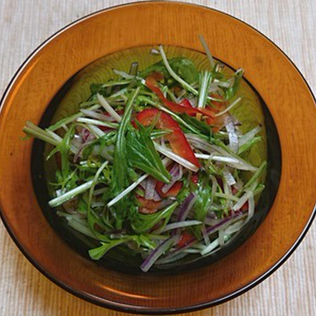 生ハムと水菜と大根他のサラダ