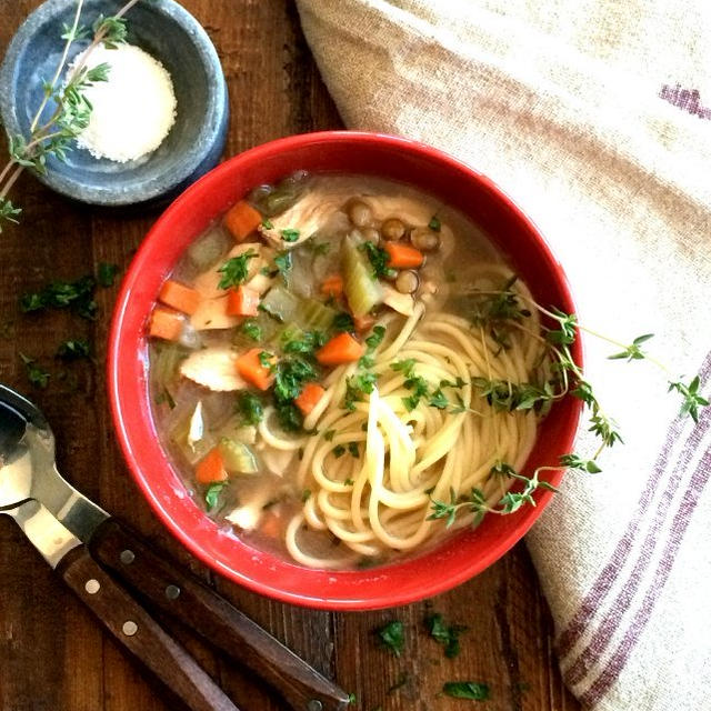 Chicken Spaghetti Soupチキンスープ私のはコレ。