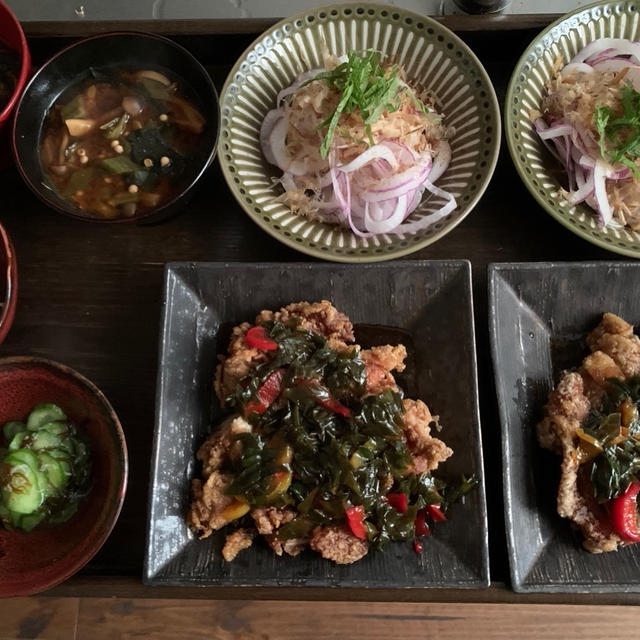 甘酢でモリモリ食べた晩ごはん。