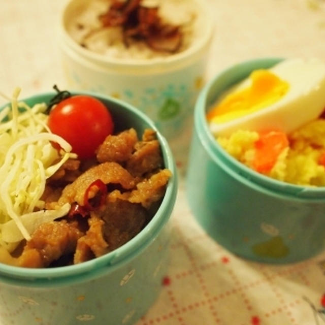 生姜焼きとポテトサラダのお弁当