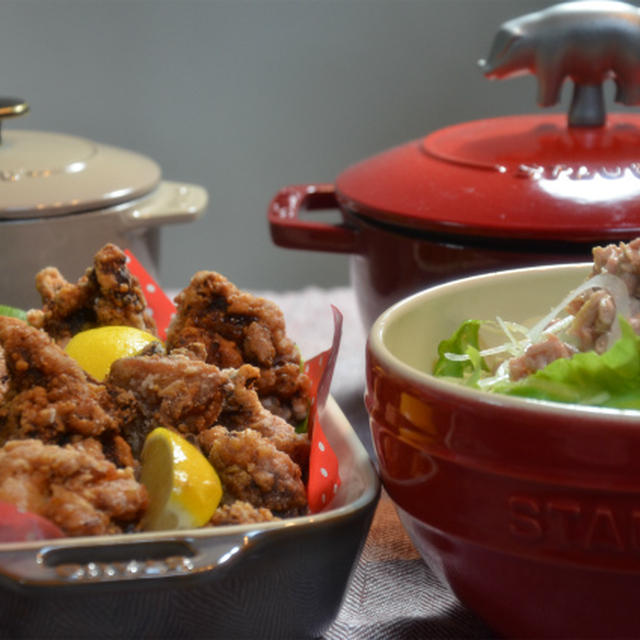 ストウブで「鶏の竜田揚げ」