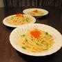 鮭とイクラの親子パスタ　＆　帆立のバターソテー
