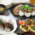 豆腐と生芋こんにゃくの木の芽味噌田楽　と　蕪のそぼろきのこあんかけ　／味噌豚しそ巻き弁当