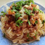 作り置きの挽肉のそぼろを使用した　茄子のミートソースパスタ　