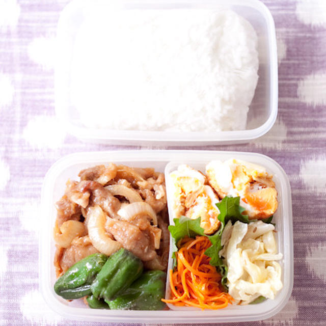お弁当（真夜中制作）『豚のやわらか生姜焼き（マヨ効果？）』
