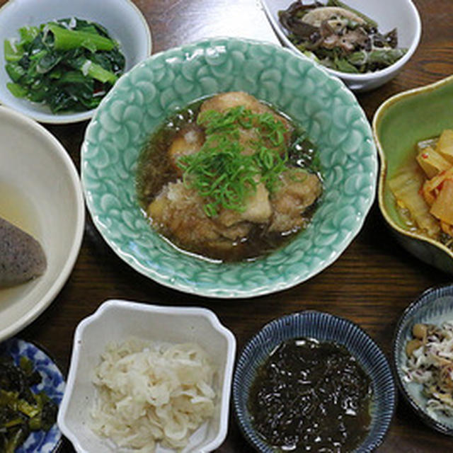 「鶏のみぞれ煮」など煮物多めの晩ご飯