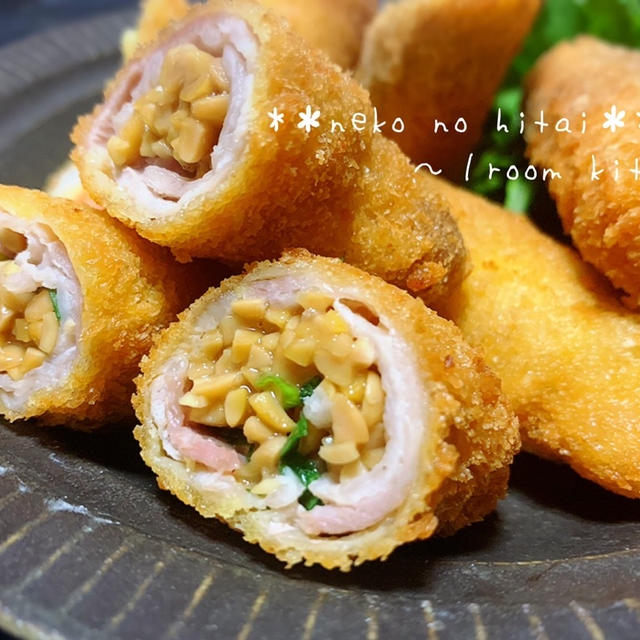 今日の献立レシピ＊男子ごはん！茨城の納豆トンカツ作ったよ