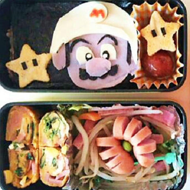 のんちゃん・れお君のマリオ弁当＆さきちゃんママの大根で♪