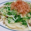 白だしであっさり☆水菜としめじ焼きうどん