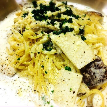 ＃１９　４種のキノコのクリームパスタ「4 types of mushrooms cream pasta 」