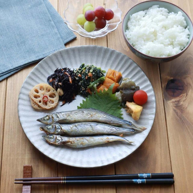 今日の朝ごはん【ししゃもで和風ワンプレート】