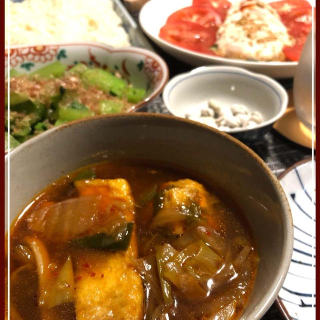 キムチ鍋の残り汁で☆そうめん