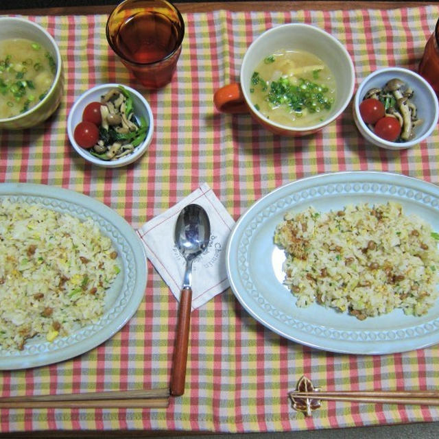 このひと手間で本格派！納豆チャーハン。ピアスのお話。
