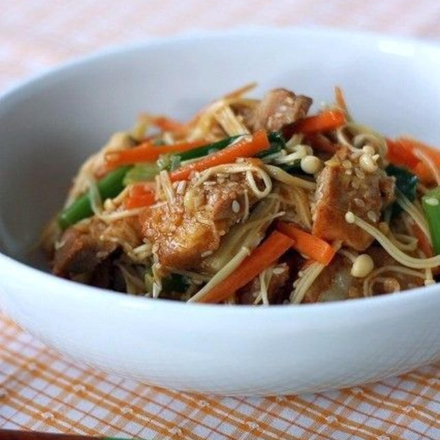 漬け込み豚肉とえのきの韓国風おかず 