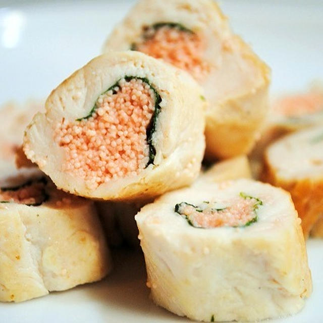 おかずにおつまみにお弁当に♪あっという間にできて簡単おいしい♪鶏ささみの明太子巻き