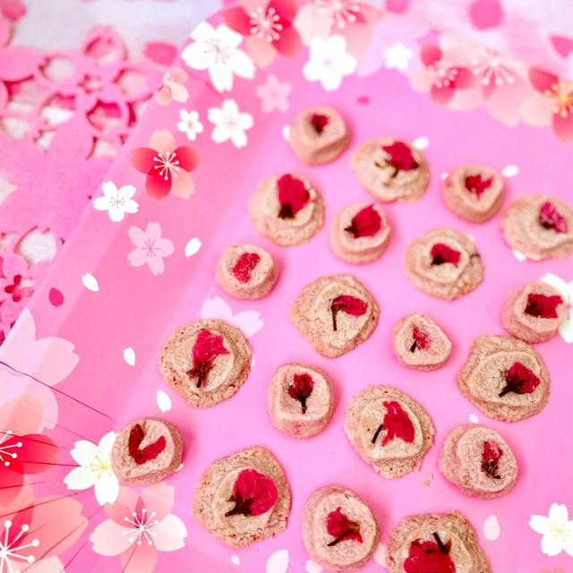 全粒粉で桜の焼きチョコクッキー♡