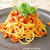 たこのトマトソースパスタとパスタキャップ