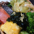 鮭と肉と野菜の弁当