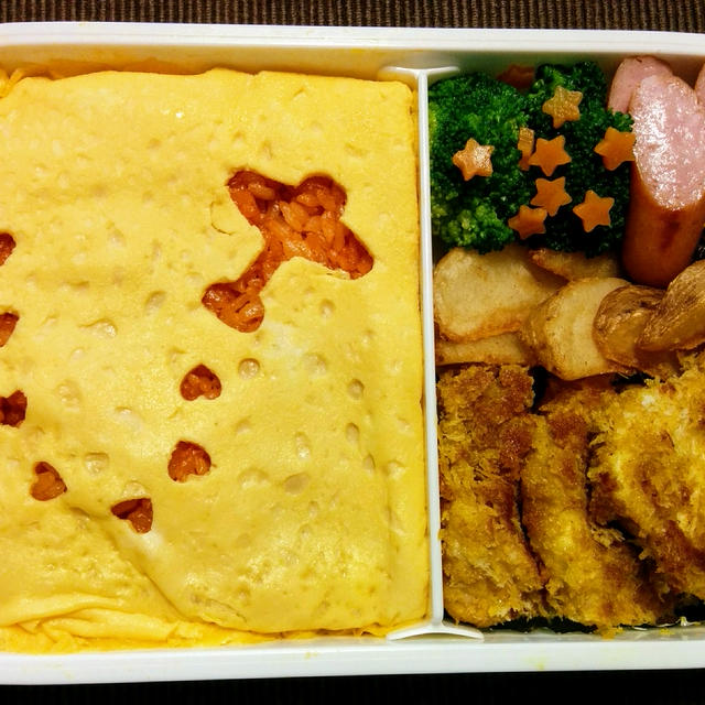 今日のお弁当　第1381号　～飛行機上昇　オムライス弁当～