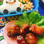 豚こま切れ肉の角煮風とねこちゃんカーおにぎり弁当