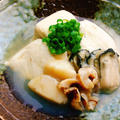 牡蠣とホタテの銀餡で食べる温豆腐